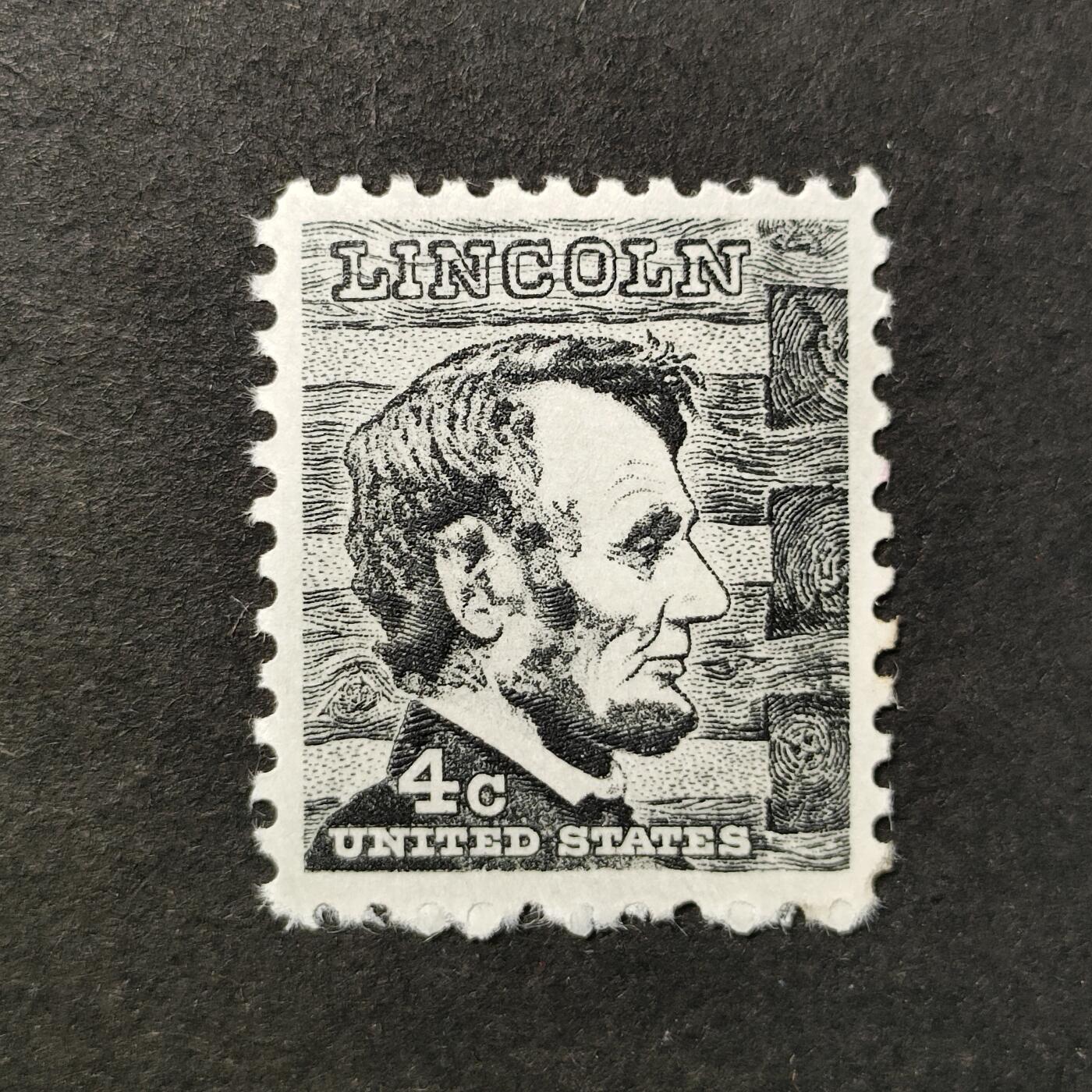 ↓君缘收藏719期☞钱币邮品↓无佣金、可寄存、满30元包邮  美国邮票，1965年美国第16任总统林肯邮票雕刻版1全