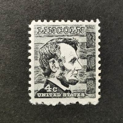 ↓君缘收藏719期☞钱币邮品↓无佣金、可寄存、满30元包邮  - 美国邮票，1965年美国第16任总统林肯邮票雕刻版1全