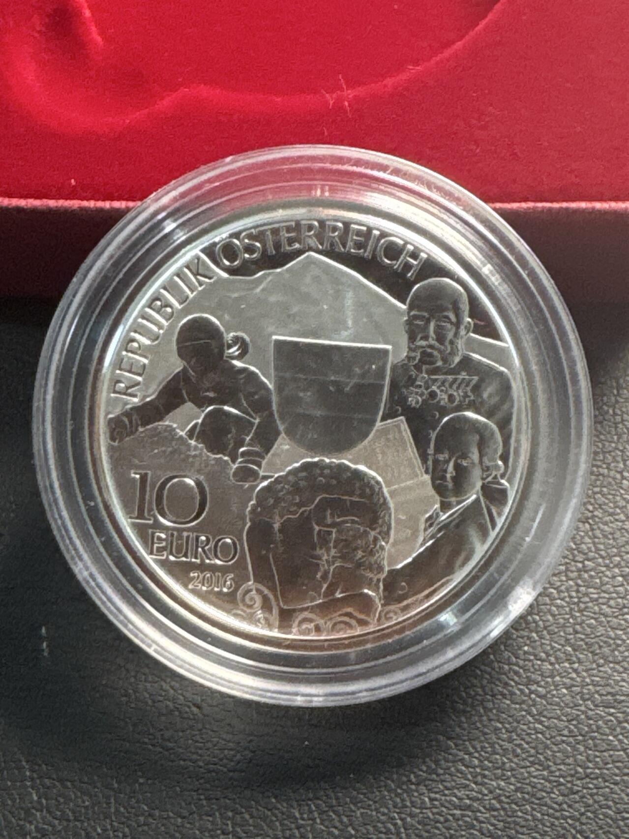 ❤️【币观天下】❤️ 第340期钱币拍卖- 2026.1.23周五晚上6点半场-长期征集拍品 奥地利联邦省系列银币 盒证齐全(面值10欧，重量17.3克)2016-2