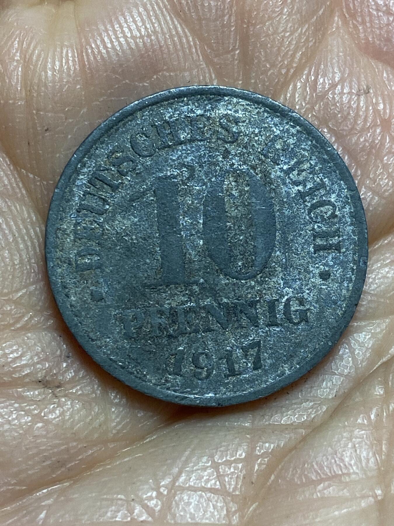 2026年第十三场(总第一百八十二场）外国好品散币场(免佣金) 德意志帝国1917年10芬尼锌币(威廉二世一战时期)