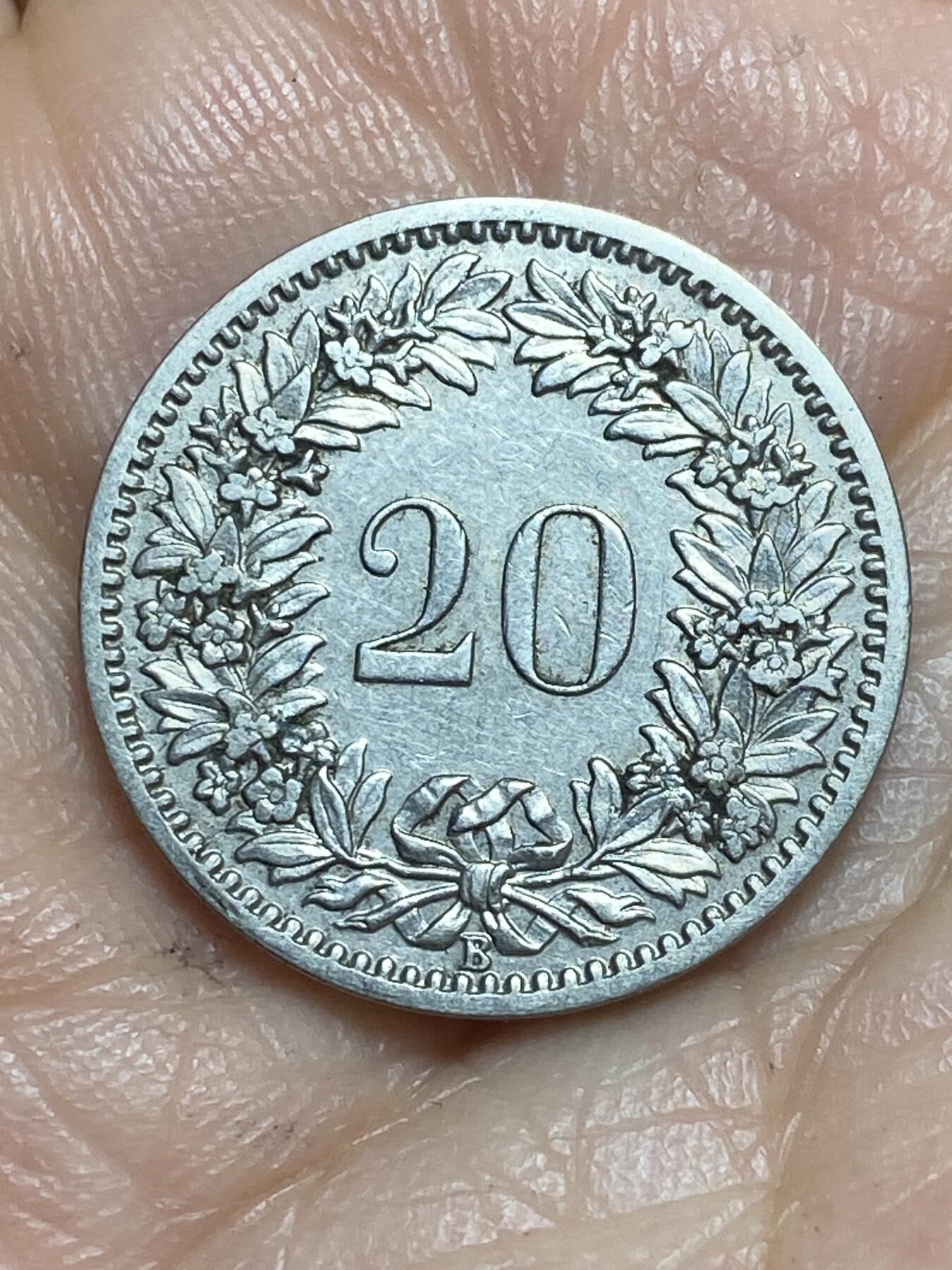 2026年第十三场(总第一百八十二场）外国好品散币场(免佣金) 稀少早期年份–瑞士🇨🇭1885年20拉彭(第二版，B标伯尔尼造)