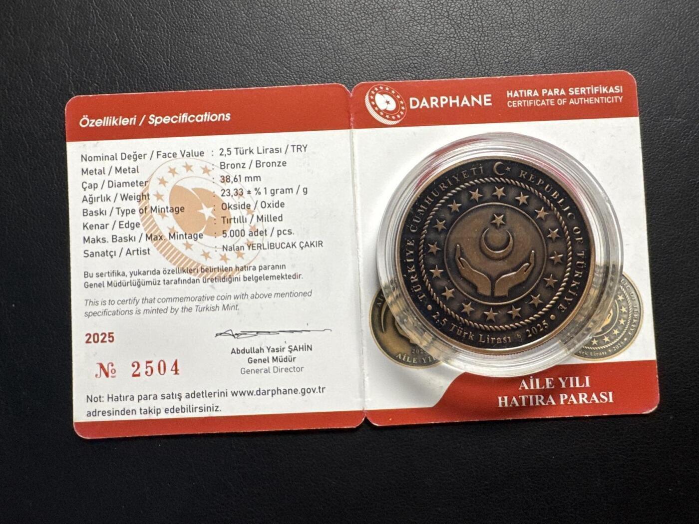 ❤️【币观天下】❤️ 第340期钱币拍卖- 2026.1.23周五晚上6点半场-长期征集拍品 土耳其2025年土耳其家庭年仿古纪念铜币