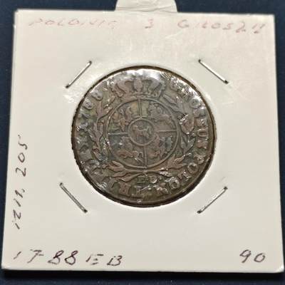 【全场包邮】纯粹捡漏拍496场-持续更新中 - 【古钱】波兰1788年斯坦尼斯瓦夫·奥古斯特3格罗申铜币