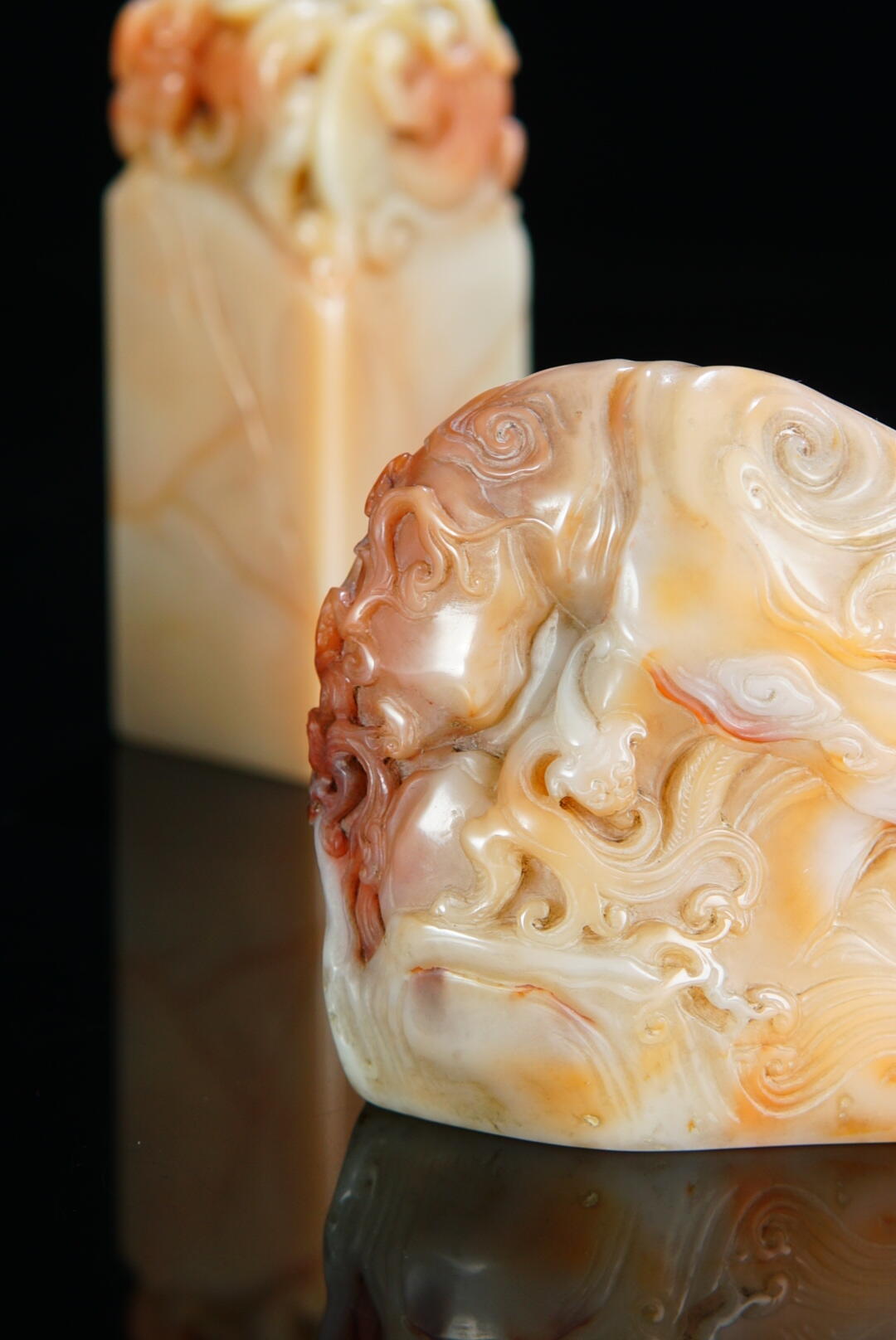 方寸藏珍·寿山田黄印章专场（一） 寿山善伯石《螭龙》套章