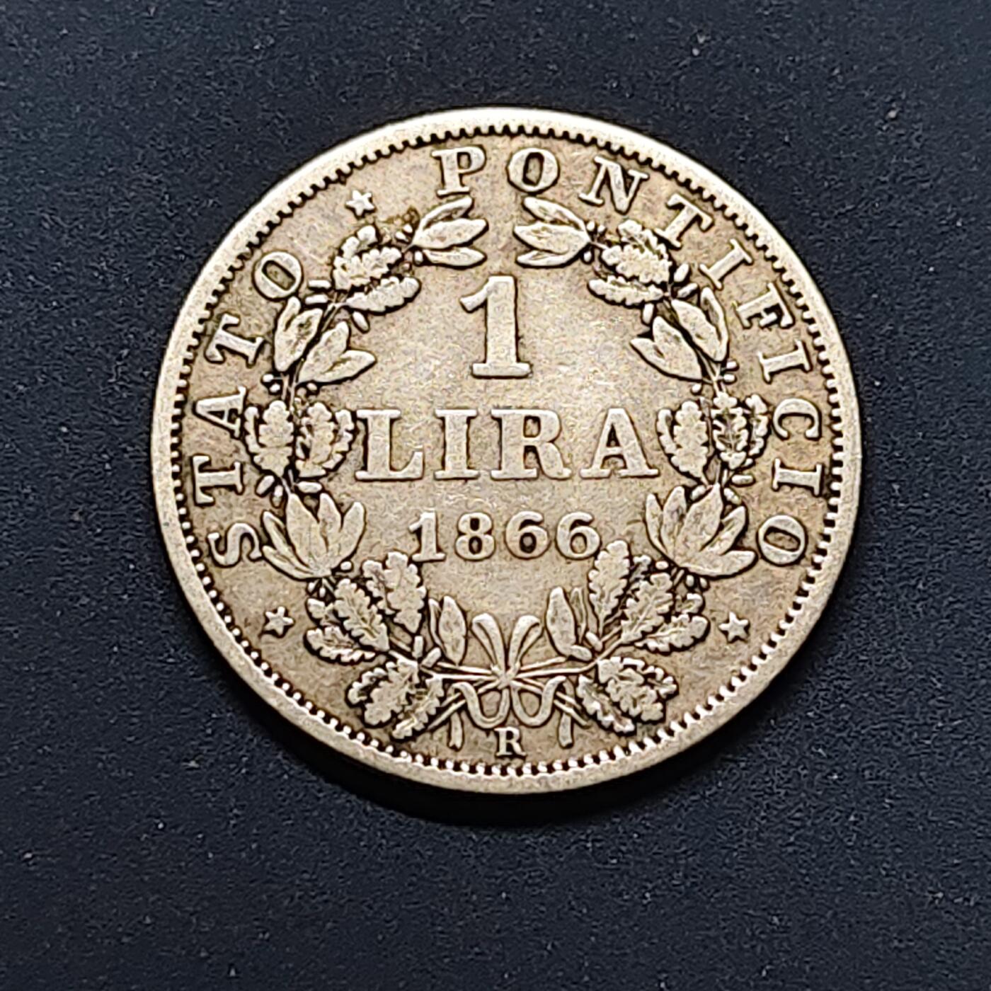 【全场包邮】纯粹捡漏拍496场-持续更新中 梵蒂冈1866年庇护九世1里拉银币【24毫米5克83.5%】