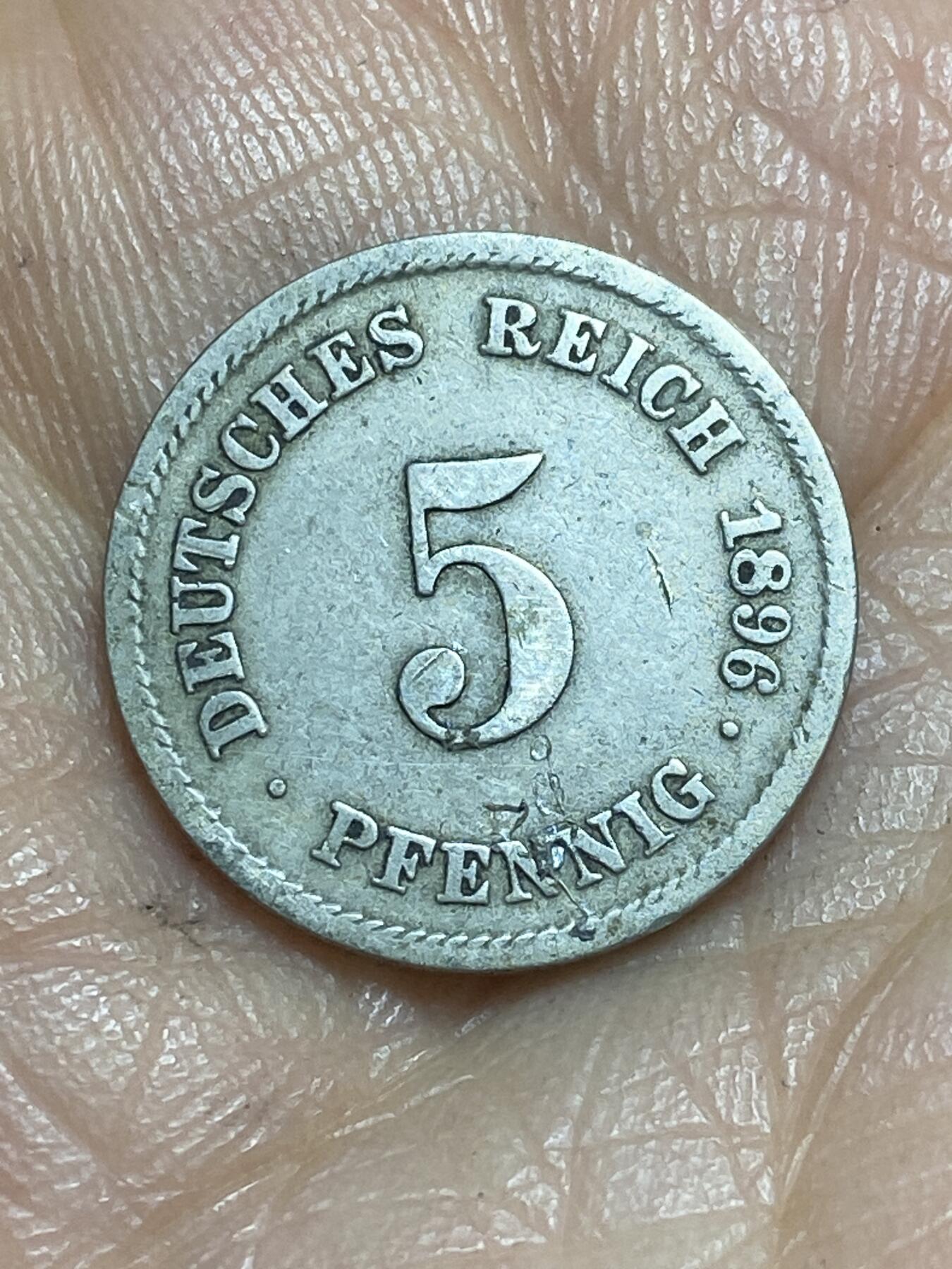 2026年第十三场(总第一百八十二场）外国好品散币场(免佣金) 德意志帝国1896年5芬尼(威廉二世时期，F标斯图加特造)