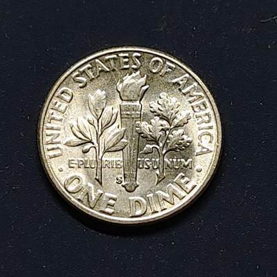 【全场包邮】纯粹捡漏拍496场-持续更新中 - 美国1955年罗斯福10分银币【17.9毫米2.5克90%】