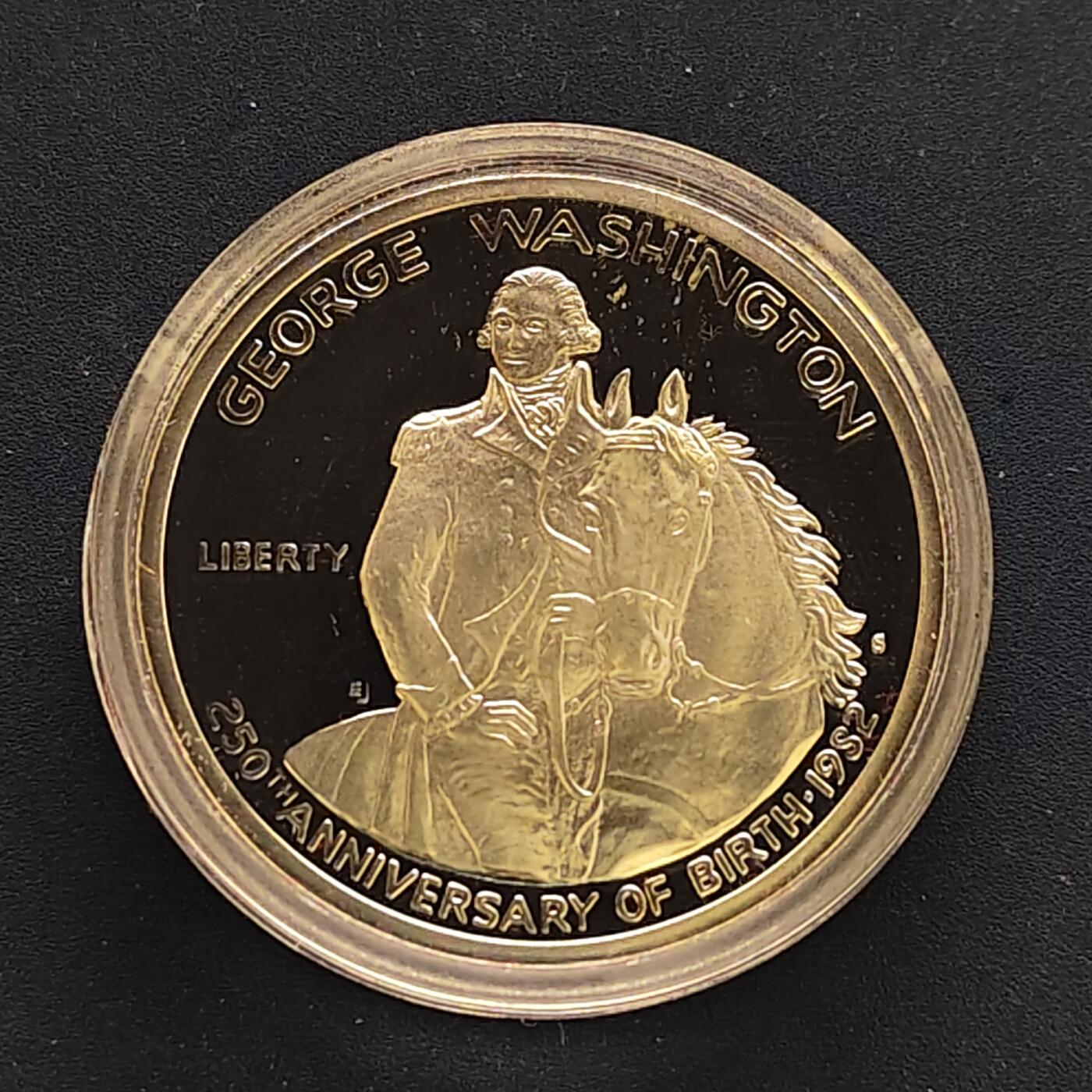 【全场包邮】纯粹捡漏拍497场-持续更新中 美国1982年半元华盛顿诞生250周年官方封装精制纪念银币【30.6毫米12.5克90%】-盒证全