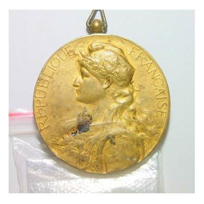 法国1927年 女神玛丽安娜高浮雕精制大镀金章 45MM - 法国1927年 女神玛丽安娜高浮雕精制大镀金章 45MM