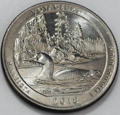 文馨钱币收藏 2026新年第四场（第 290 场）【长期接代拍品】 - 原光好品  2018美国国家公园 25 美分 纪念币.第43枚.明尼苏达州沃亚格鲁斯国家公园币