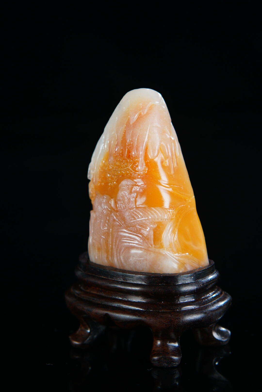 方寸藏珍·寿山田黄印章专场（一） 寿山银裹金田黄石《行旅图》摆件