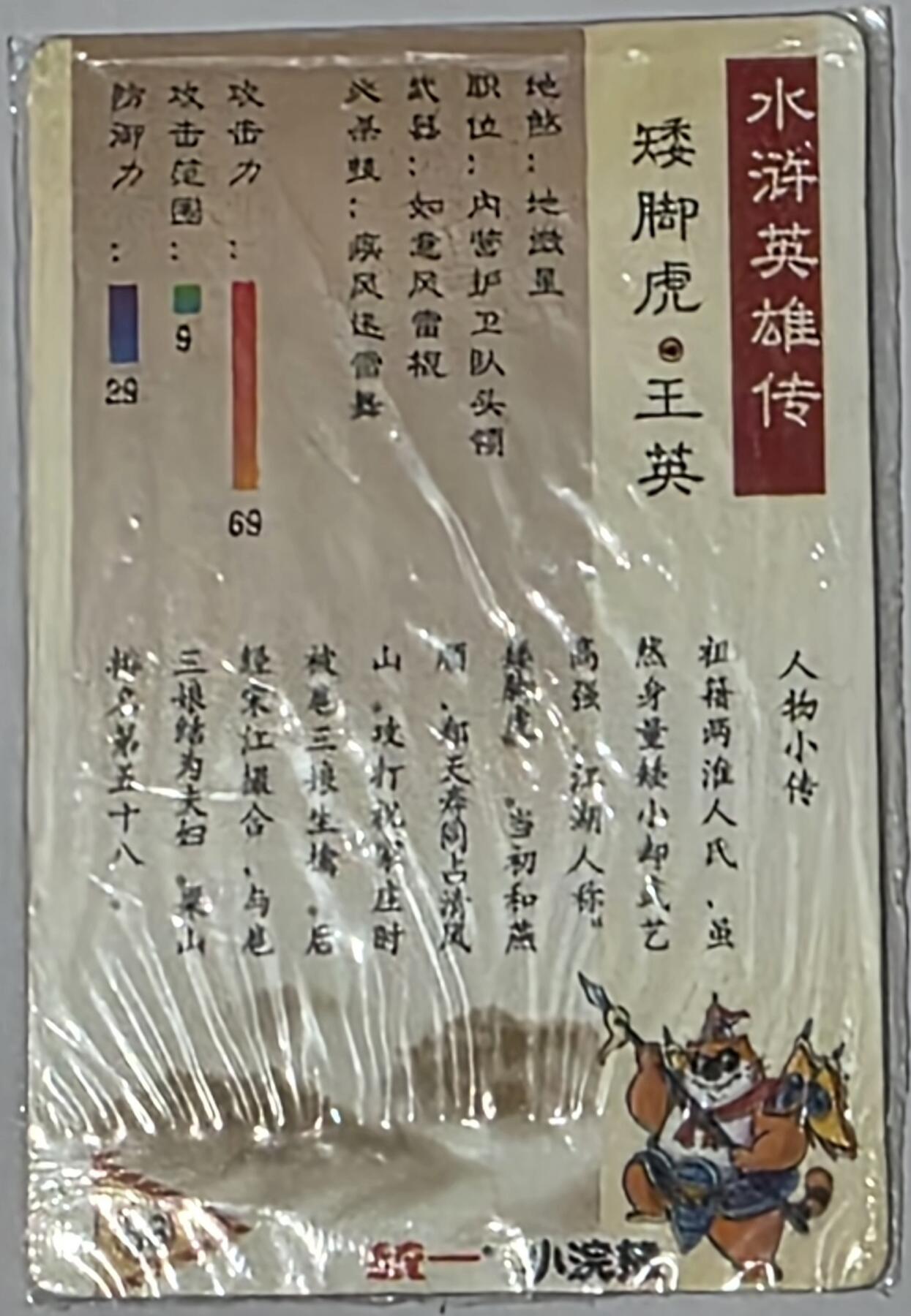 小浣熊水浒卡–硬热王英–不同光线–不同效果–高清拍摄–纹理清晰