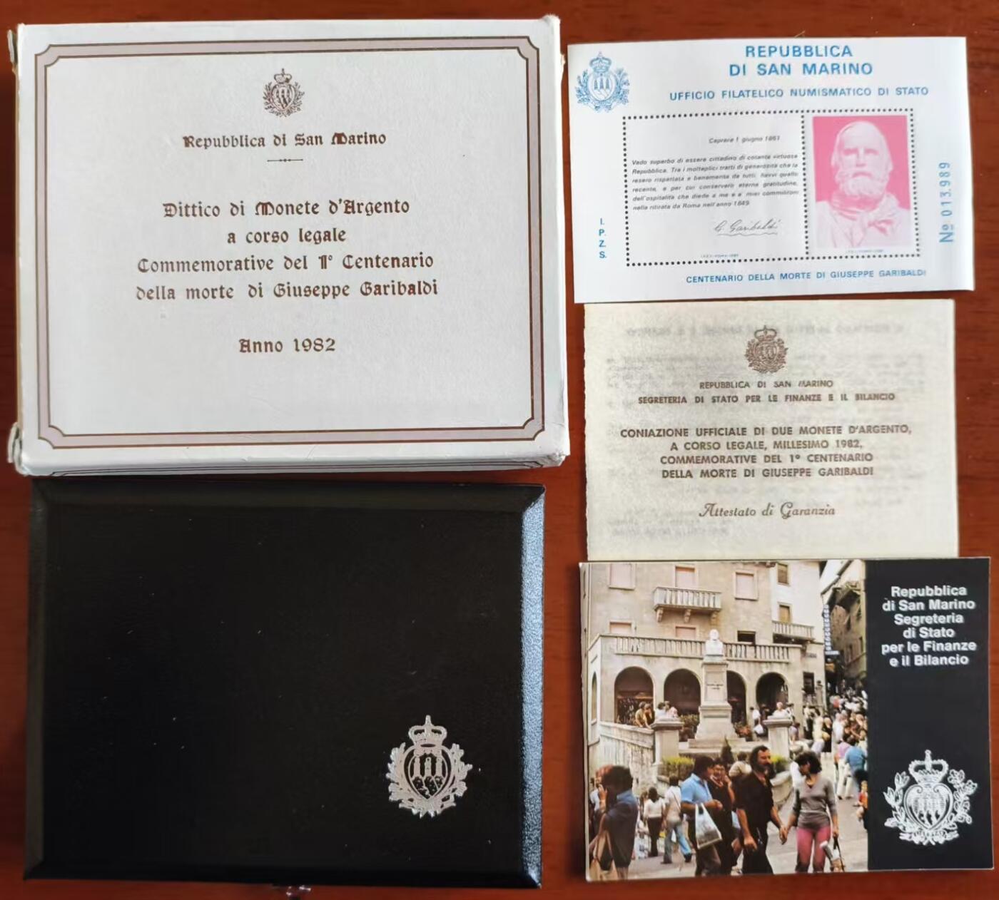 ❤️【币观天下】❤️ 第340期钱币拍卖- 2026.1.23周五晚上6点半场-长期征集拍品 圣马力诺1982年加里波弟逝世100周年纪念套装原盒证 含纯银21.38克
