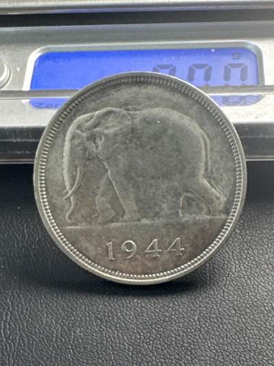 ❤️【币观天下】❤️ 第340期钱币拍卖- 2026.1.23周五晚上6点半场-长期征集拍品 - 比属刚果1944年大象🐘银币17.29克