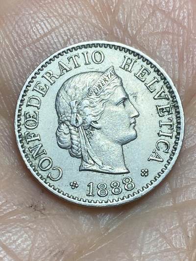 2026年第十三场(总第一百八十二场）外国好品散币场(免佣金) - 稀少早期年份好品–瑞士🇨🇭1888年5拉彭(第二版，B标伯尔尼造)