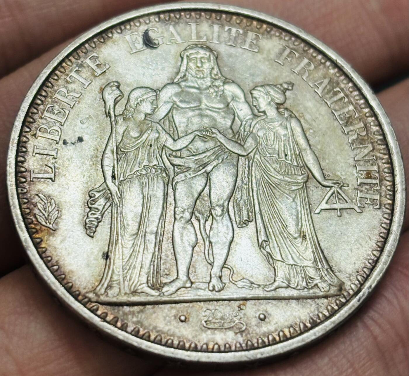 文馨钱币收藏 2026新年第四场（第 290 场）【长期接代拍品】 带彩极美品 1965 年法国大力神 10 法郎大银币，25 克 900 高银 