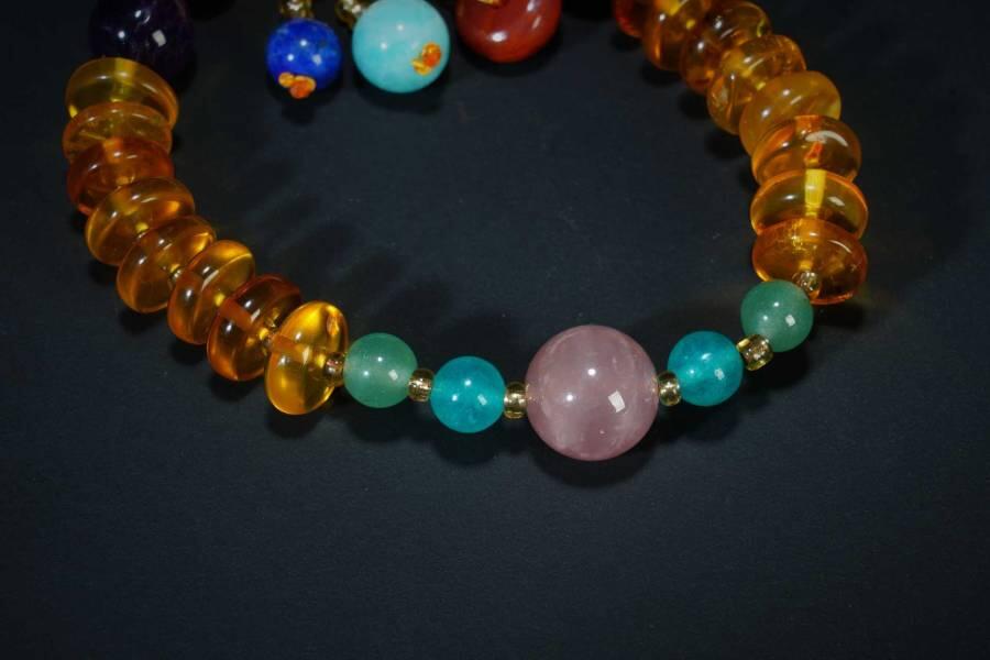 上海都达杂项专场五（全场包邮） 天然琥珀、蜜蜡、南红、紫水晶、草莓晶、绿草莓、等算盘珠手串87-295