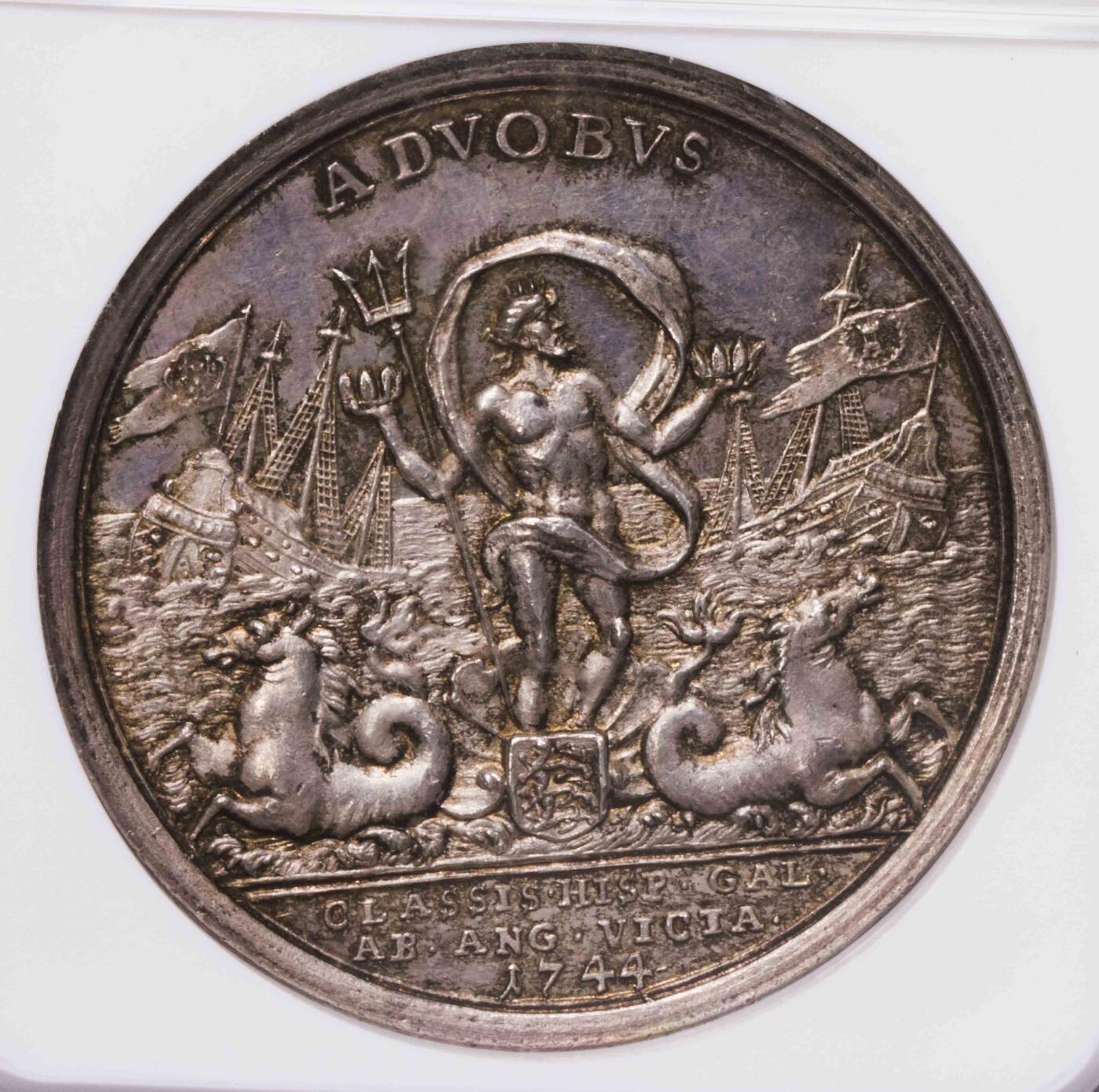 NGC-MS62 1744英国乔二土伦海战纪念银章