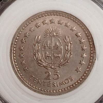 布加迪🐬～世界钱币(上海)🌾第 271 期 /  各国套币和散币 - 乌拉圭🇺🇾 1960年 25分