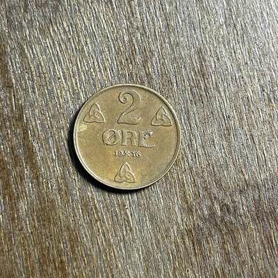 【春节前最后一拍，下一场3.3号】★第139场★散币场。不寄存，30包邮。不满30元，支付5元运费。《接受代拍 代送NGC评级》 - 50【无寄存】1936 挪威 2欧尔  7字 铜币