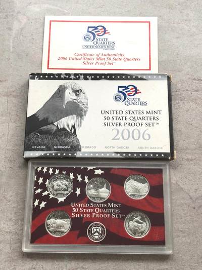 博洋堂世界钱币拍卖第158期（全场包邮） - 2006年美国25美分精制银币套 美国50州系列-内华达/内布拉斯加/科罗拉多/南达科他/北达科他 盒证全
