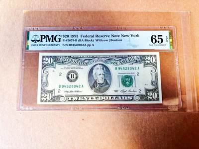 【Blue Auction】世界纸币精拍第778期——18级TOP拍卖/信誉/品质/专业/高效💫 - 美国 1993年20美金 PMG65EPQ 