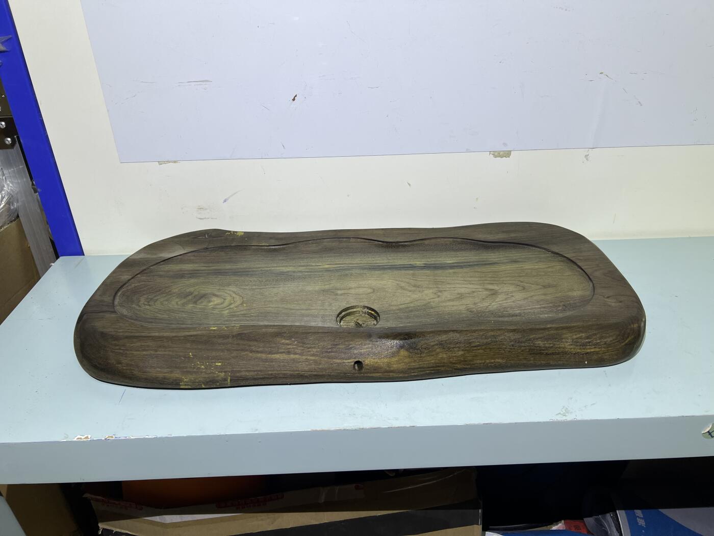 零元拍：01-21-1乌木金丝楠 3D云朵纹 茶盘 金丝爆满 香味满满。尺寸约：55/26.5/4CM厚。五斤多重