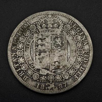 【淘币小摊】实时拍第八百五十三拍   散币银币场   满百包邮可预留二周 每周一统一发货   - 英国1887年维多利亚半克朗银币