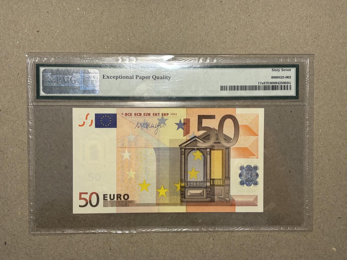 【礼羽收藏】🌏世界钱币拍卖第121期 三签 2002版 50欧元 老壳严评高分PMG67EPQ