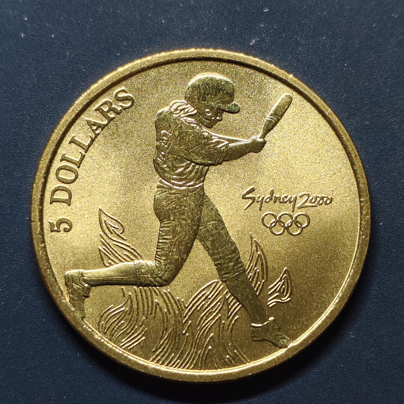 【全场包邮】纯粹捡漏拍496场-持续更新中 澳大利亚2000年5元悉尼奥运会板球纪念币