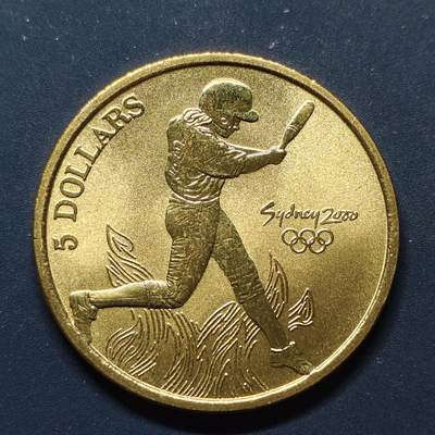 【全场包邮】纯粹捡漏拍496场 - 澳大利亚2000年5元悉尼奥运会板球纪念币