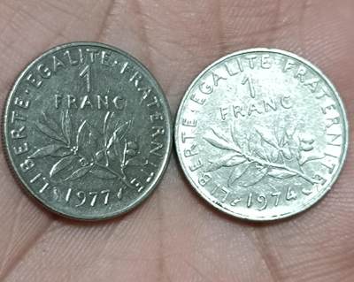 万国钱币阁第八场 - 法国1法郎（看年份两边，鱼版和小蜜蜂版）