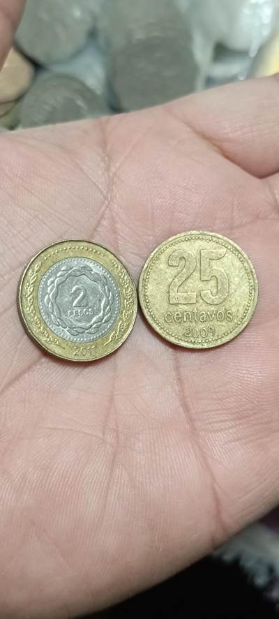 万国钱币阁第八场 - 双色阿根廷2比索➕25分铜币