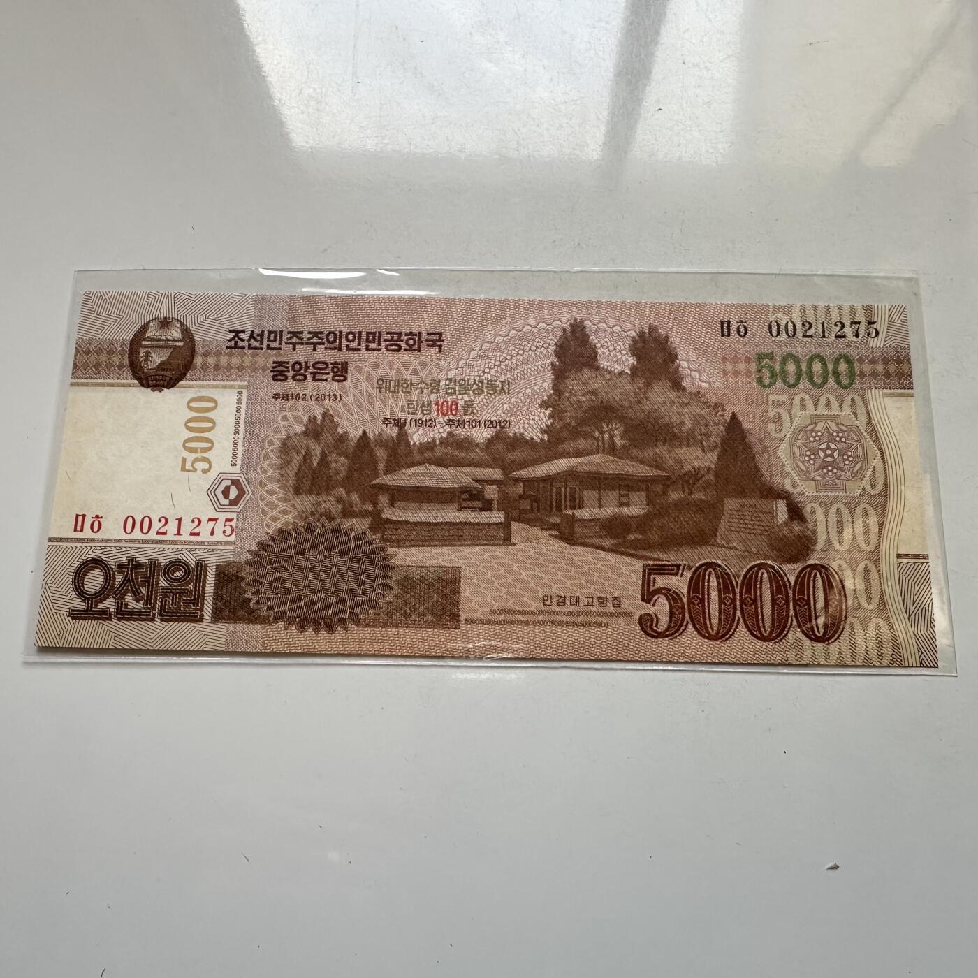 🌹外币初藏🌹🐯2026年第11场  每周二四六晚8️⃣点 接代拍 朝鲜2013年金日成诞辰100周年¥5000纪念钞