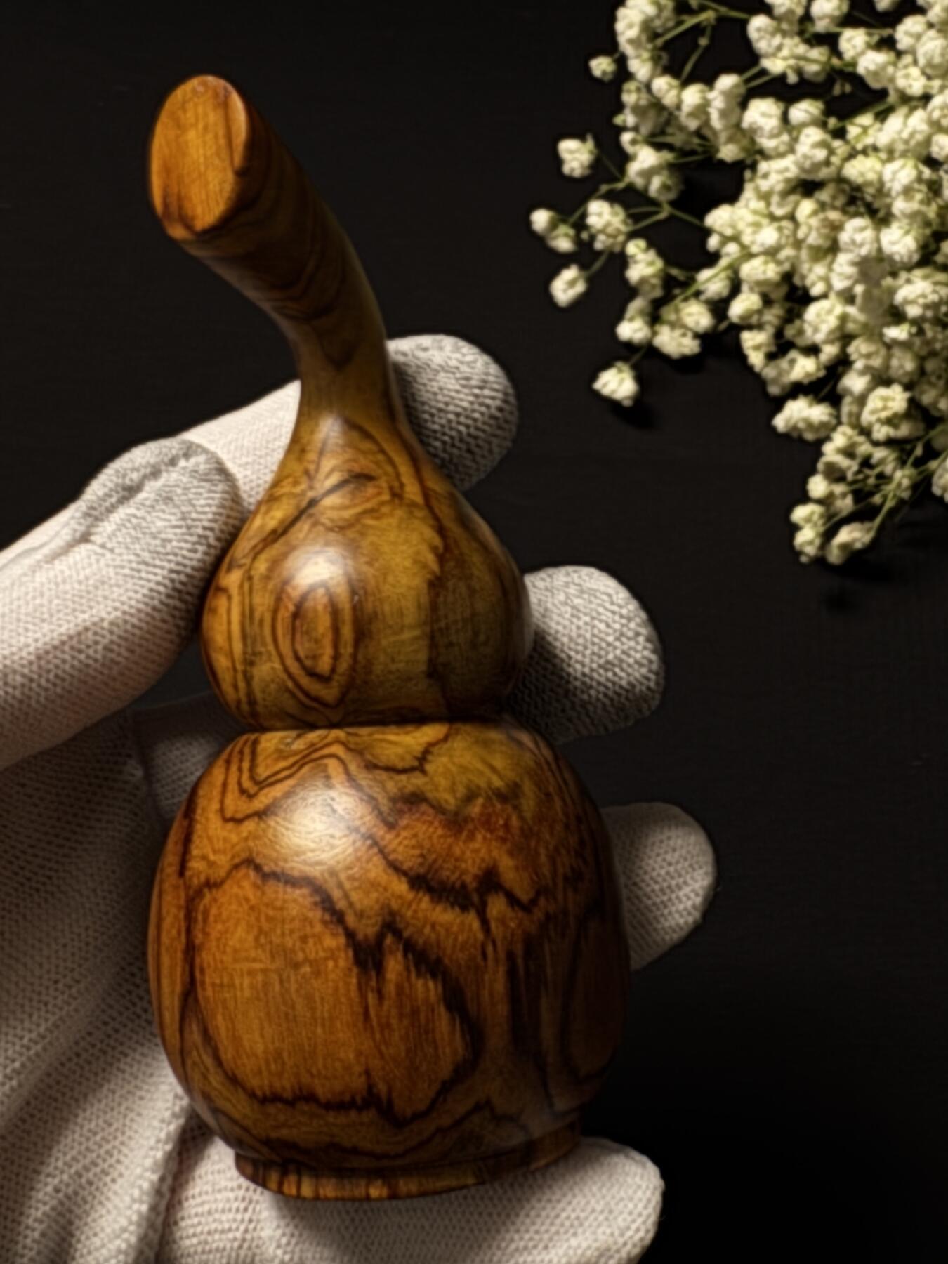 零元拍：越南黄花梨 手把件 福禄（葫芦）大肚 66，小肚 44，高 123MM，满花纹漂亮哦