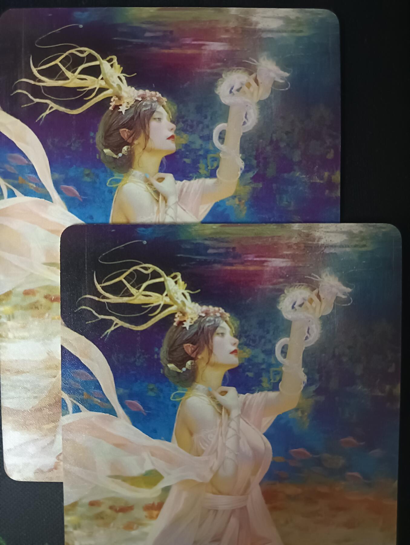 花开卡拍第61期（3月7号周六截拍，品控勿拍!!!拍品不寄存，运费5元（新疆需补运费差价或顺丰到付），自制卡难免瑕疵，可能存在轻微撞角爆边等出厂瑕疵，品控介意勿拍！） 燎原焱卡妖姬传 万圣公主双服饰 普卡2张