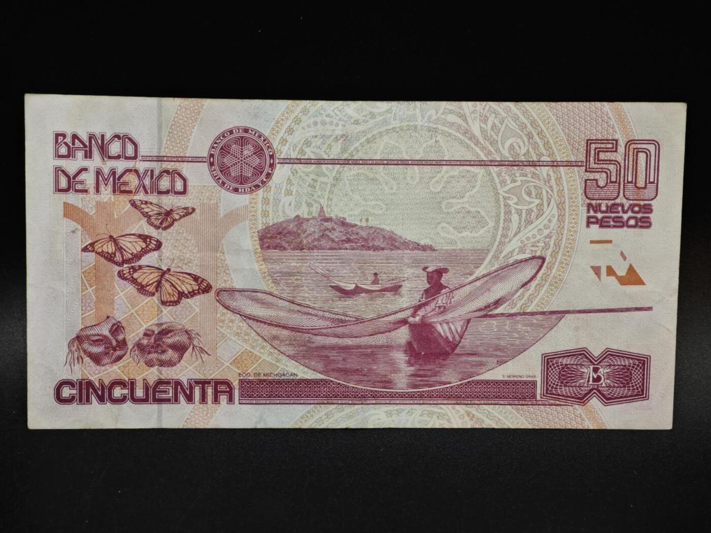 【淘币小摊】限时拍第八百五十二拍  无佣金福利纸币场  满百包邮可预留两周  周一统一发货  墨西哥50比索纸币【有折】