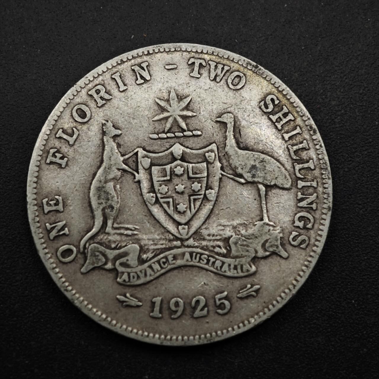 【淘币小摊】实时拍第八百五十三拍   散币银币场   满百包邮可预留二周 每周一统一发货   澳大利亚1925年乔治五世弗洛林银币