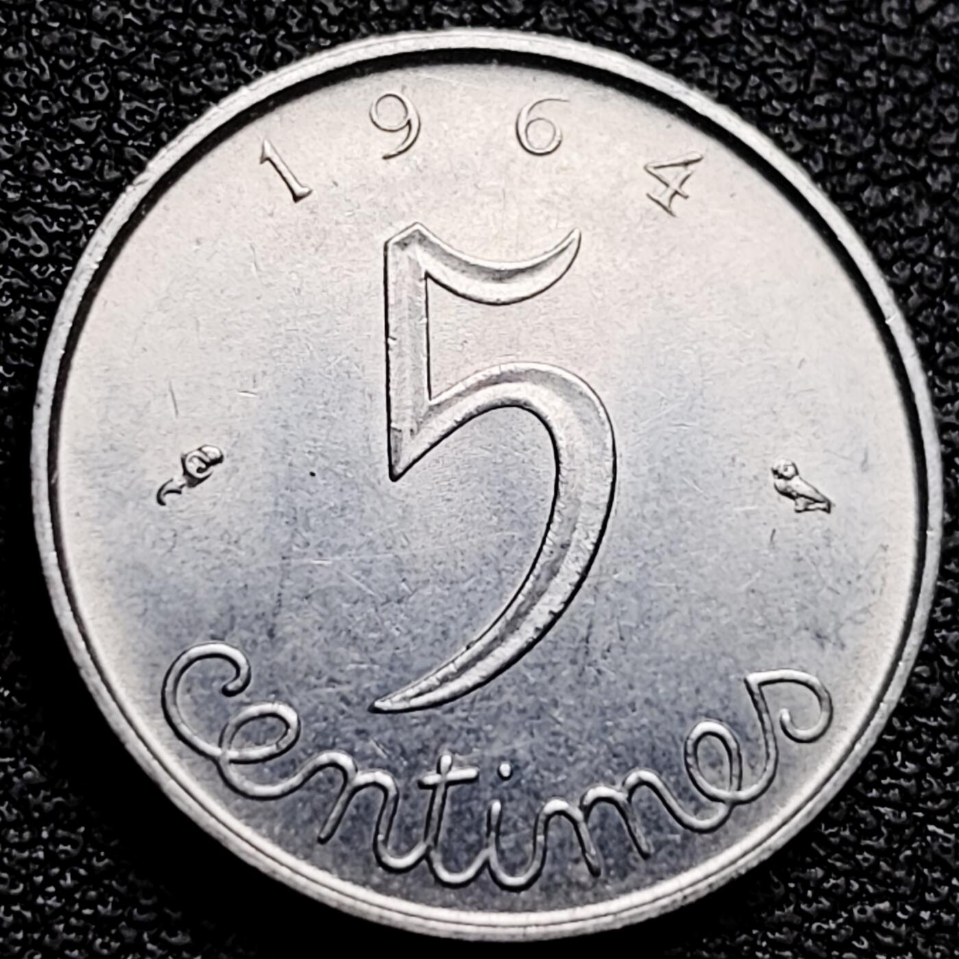 泉币菌-第173场- 精品福利场 麦穗 法国1964年5分不锈钢币 19.0毫米3.5克