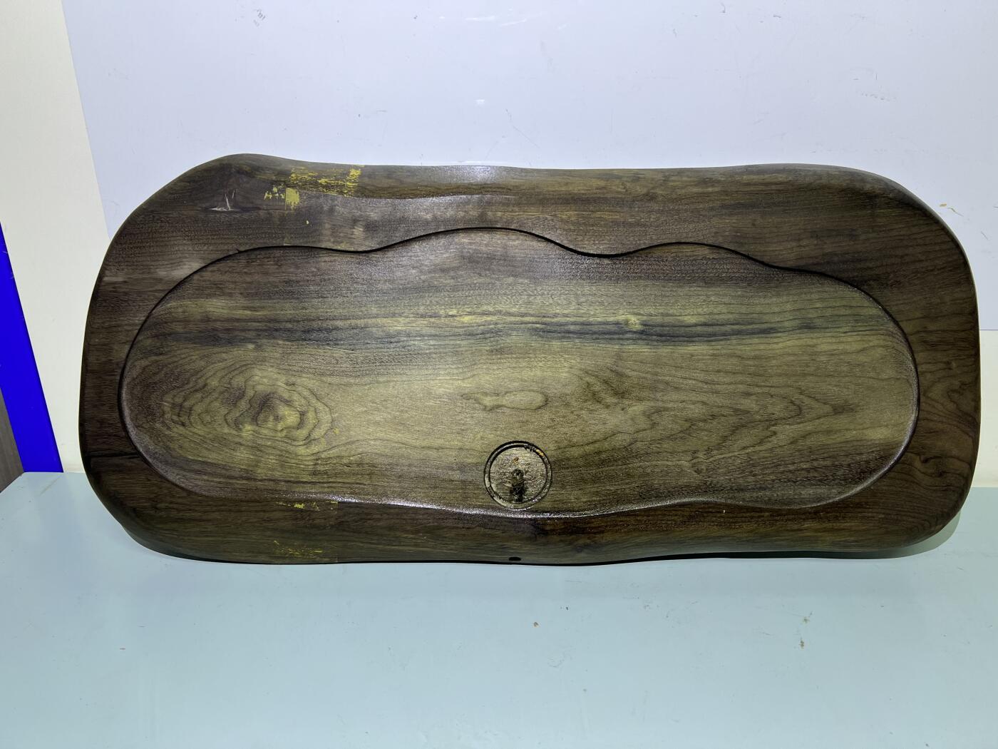 零元拍：01-21-1乌木金丝楠 3D云朵纹 茶盘 金丝爆满 香味满满。尺寸约：55/26.5/4CM厚。五斤多重