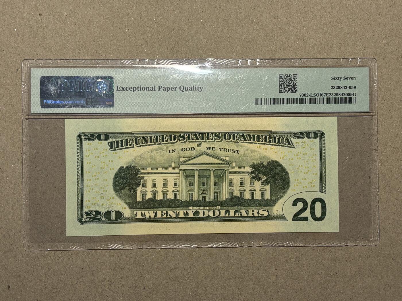 【礼羽收藏】🌏世界钱币拍卖第121期 2017年 彩色版20美元 号码无4 PMG67EPQ