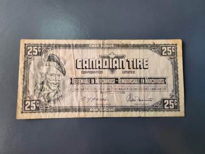 1月22号晚上8点 外国纸币自动截拍第11场 - 加拿大 轮胎公司代用币 25美分 原票旧品