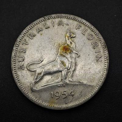 【淘币小摊】实时拍第八百五十三拍   散币银币场   满百包邮可预留二周 每周一统一发货   - 澳大利亚1954年伊丽莎白二世弗洛林银币