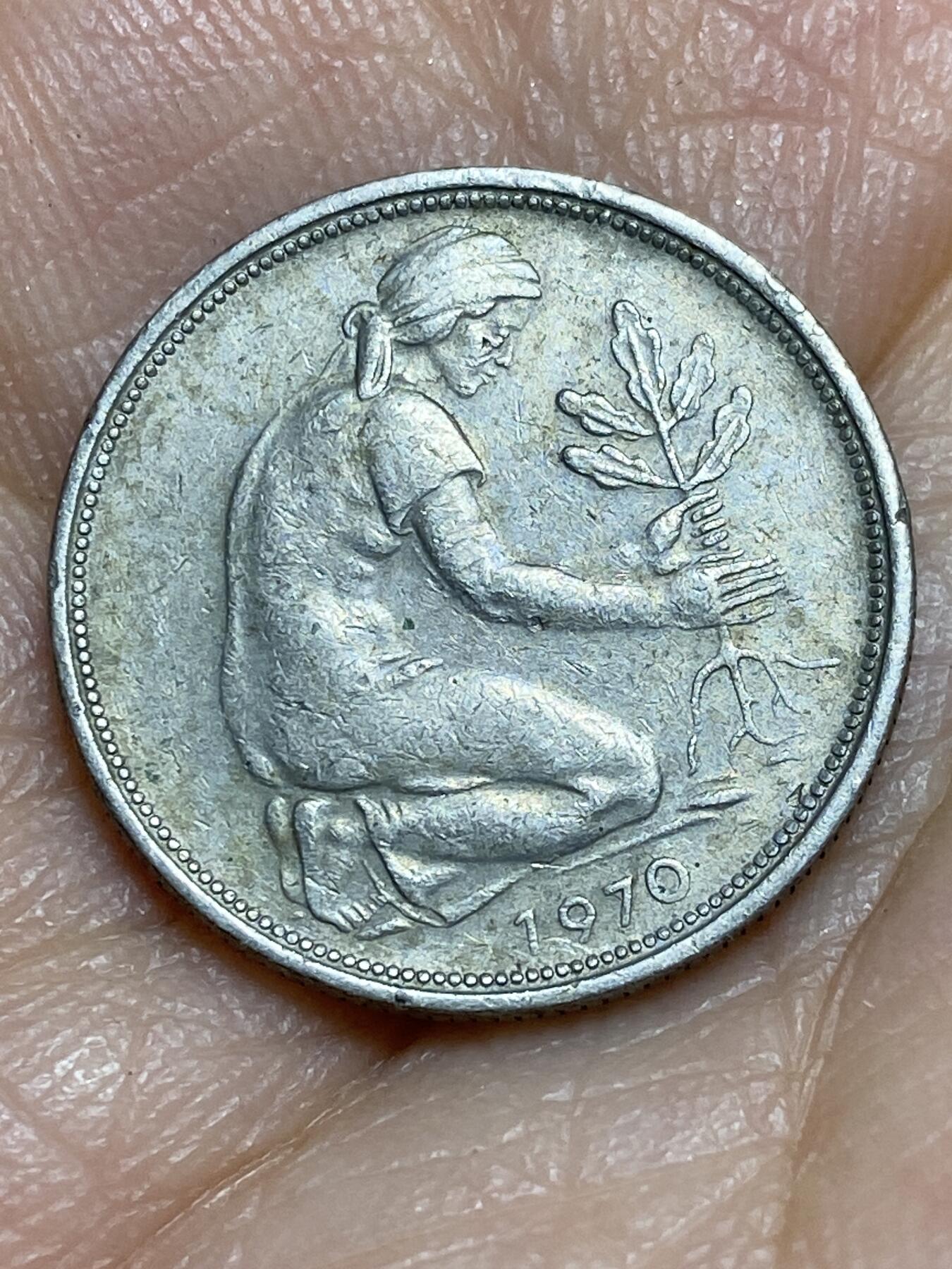 2026年第十三场(总第一百八十二场）外国好品散币场(免佣金) 德国🇩🇪1970年50芬尼(第二版齿边版，D标慕尼黑造)