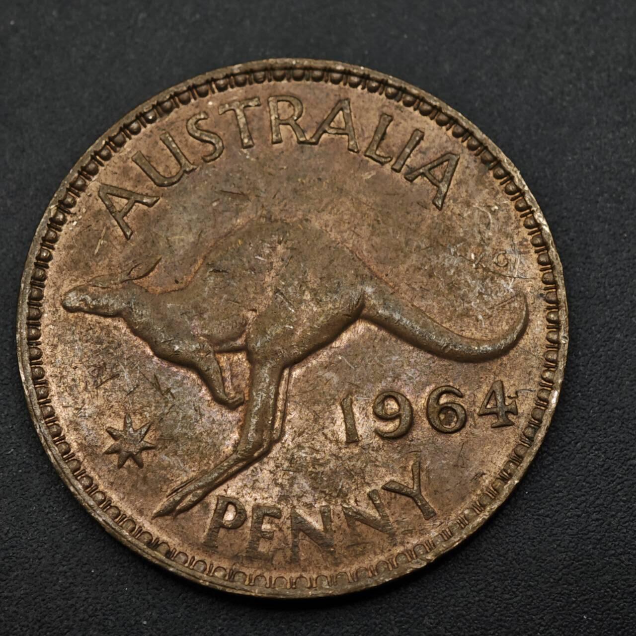 【淘币小摊】实时拍第八百五十三拍   散币银币场   满百包邮可预留二周 每周一统一发货   澳大利亚1964年伊丽莎白二世一便士铜币