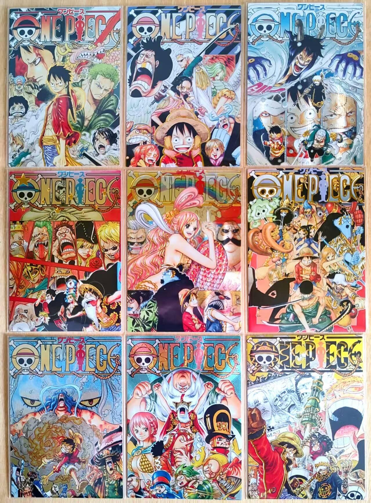 春节前倒数第三场！！龙虎卡牌-七三场（满200元包邮，无佣金，每周六结拍，欢迎送拍） 粗闪9张 海贼王单行本封面卡 第八弹 一套 卡背是漫画分镜图