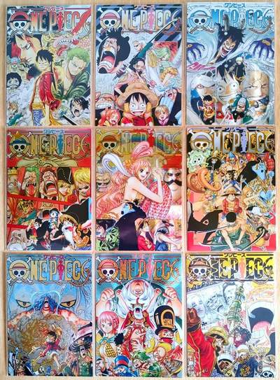 春节前倒数第三场！！龙虎卡牌-七三场（满200元包邮，无佣金，每周六结拍，欢迎送拍） - 粗闪9张 海贼王单行本封面卡 第八弹 一套 卡背是漫画分镜图