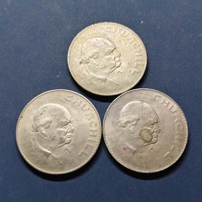 【全场包邮】纯粹捡漏拍496场-持续更新中 - 英国1965年1克朗丘吉尔克朗型纪念币3枚一组