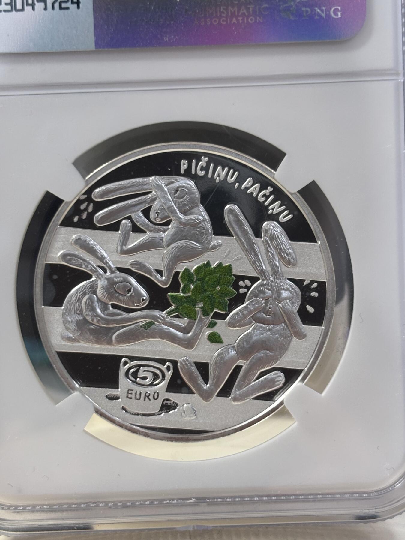 第189期拍卖 拉脱维亚2024年发行快乐童年5欧元局部彩色精制纪念银币NGC-PF69首无盒无证书，999银，22克，发行量4000枚