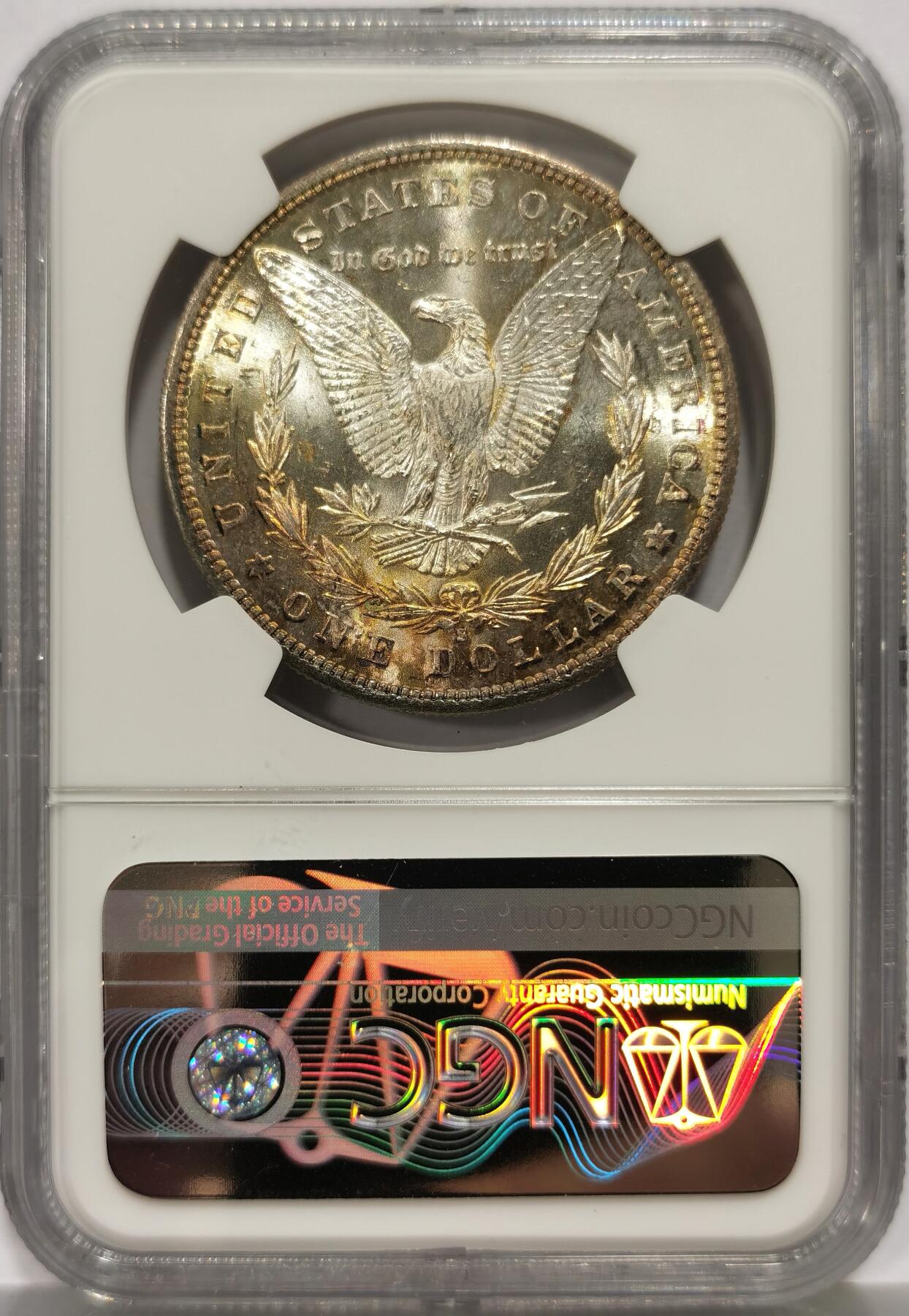 博洋堂世界钱币拍卖第158期（全场包邮） NGC MS66 美国1881 S 摩根 双面五彩包浆